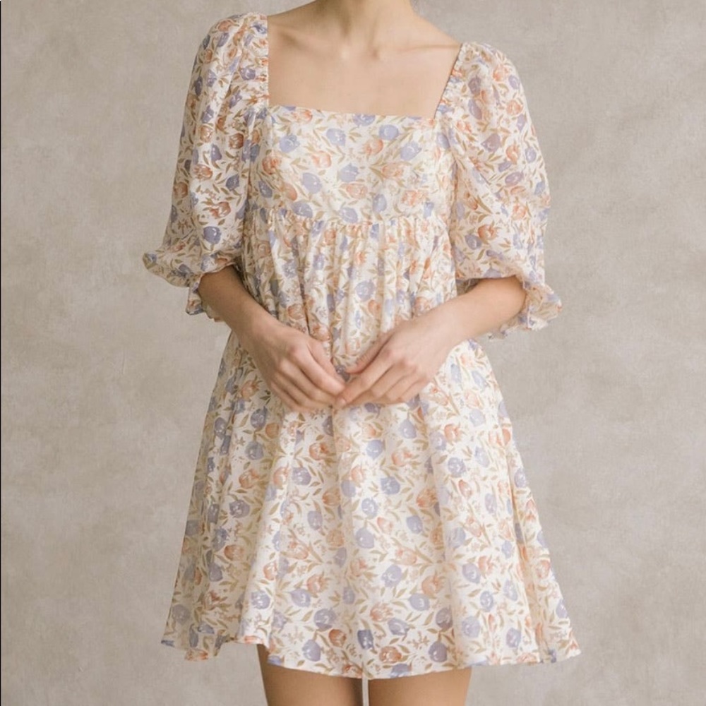 NEW floral square neck mini dress